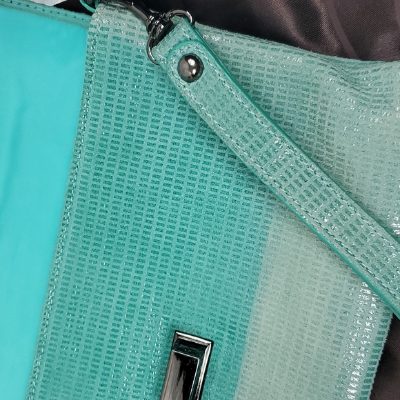 Danier Genuine Leather clutch Handbag ocean Blue (faded) - Picture 5 of 6